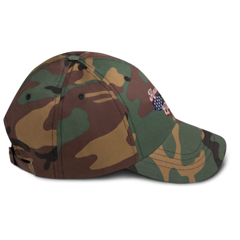 A Camouflage Hat With A Flag On It American Girl Hat